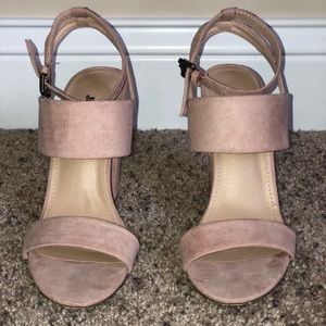 Light pink suede, strappy heels!